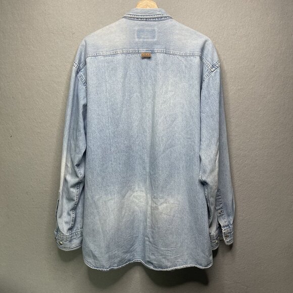 Vintage Gear For Sports Denim Shirt Trans Alaska Pipeline Embroidered Logo L - Picture 5 of 7